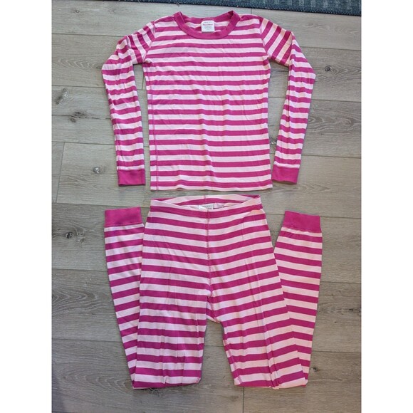 Hanna Andersson Pink Striped Pajamas Girls 160 US 14 - Picture 2 of 4